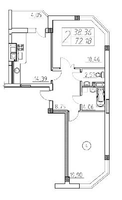 2-комнатная 72.18 м² в ЖК Prestige Apartments от 20 300 грн/м², Ровно