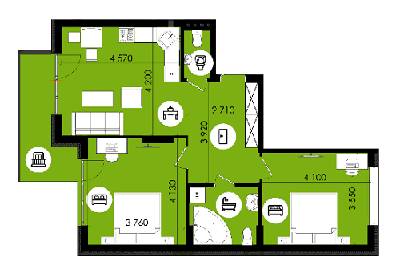 2-кімнатна 68.9 м² в ЖК Royal Park від 13 600 грн/м², м. Дубляни