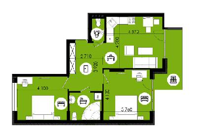 2-кімнатна 68.9 м² в ЖК Royal Park від 15 500 грн/м², м. Дубляни