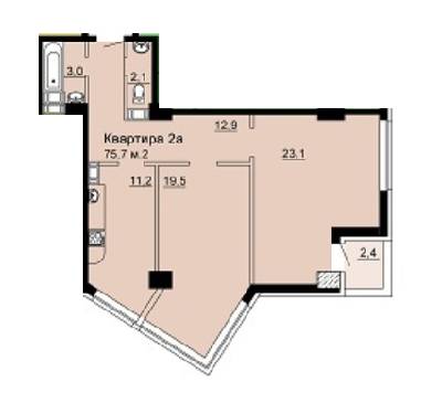 2-комнатная 75.7 м² в ЖК SkyCity от 13 000 грн/м², Днепр