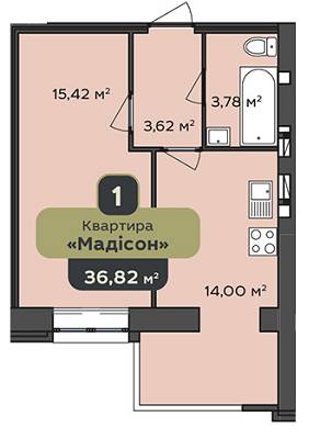 1-комнатная 36.82 м² в ЖК Spring Town от 9 000 грн/м², Хмельницкий