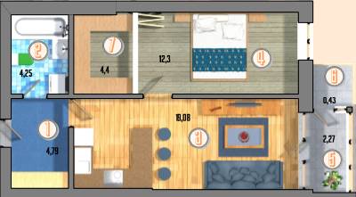 1-комнатная 47.48 м² в КД Покрова 2 от 11 500 грн/м², г. Ирпень