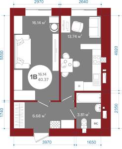 1-комнатная 40.37 м² в ЖК Олимп от 23 250 грн/м², г. Ирпень