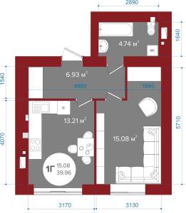 1-комнатная 39.96 м² в ЖК Олимп от 23 250 грн/м², г. Ирпень