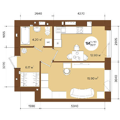 1-кімнатна 39.17 м² в ЖК Фаворит Premium від 26 050 грн/м², м. Ірпінь