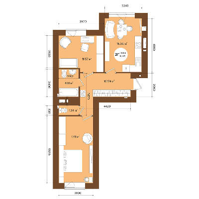 2-комнатная 60.31 м² в ЖК Фаворит Premium от 25 200 грн/м², г. Ирпень
