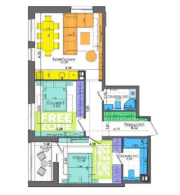 2-кімнатна 62.48 м² в ЖК Файна Таун від 40 800 грн/м², Київ