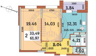 2-комнатная 61.97 м² в ЖК Каховская от 24 400 грн/м², Киев