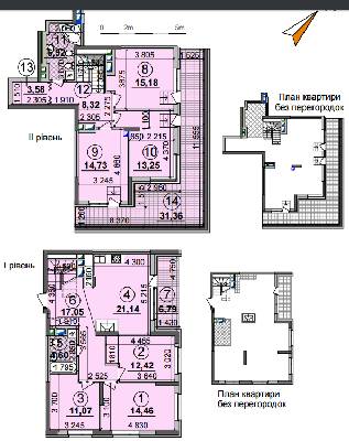 Дворівнева 155.53 м² в ЖК Seven від 28 500 грн/м², Київ