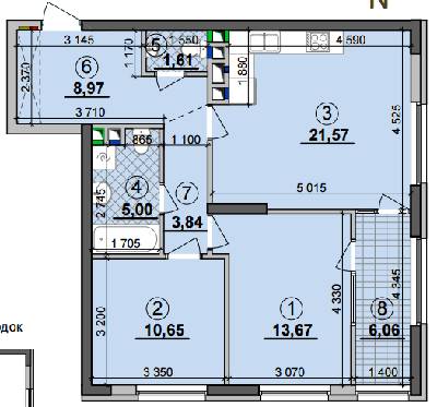 2-комнатная 71.37 м² в ЖК Seven от 21 200 грн/м², Киев