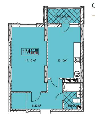 1-комнатная 43.6 м² в ЖК Совские пруды от застройщика, Киев