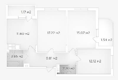 3-комнатная 74.58 м² в ЖК Банковский 2 от 17 800 грн/м², г. Борисполь