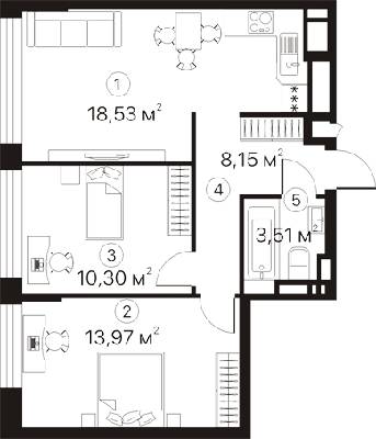 2-кімнатна 54.46 м² в ЖК Terracotta від 16 450 грн/м², Київ