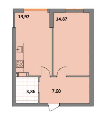 1-кімнатна 40.25 м² в ЖК Синергія 2+ від забудовника, м. Ірпінь