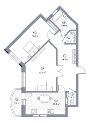 2-комнатная 70.9 м² в ЖК Киевский Шлях от 17 245 грн/м², г. Борисполь