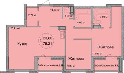 2-комнатная 79.21 м² в ЖК Святобор от 26 626 грн/м², Киев