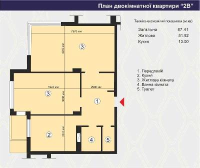 2-комнатная 87.41 м² в ЖК Вишневый квартал от застройщика, г. Вишневое