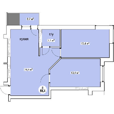 2-кімнатна 55.4 м² в ЖК Нова Данія від 13 500 грн/м², с. Софіївська Борщагівка