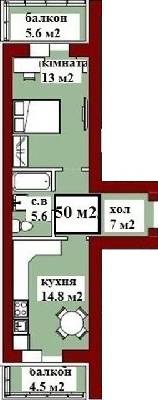 1-комнатная 50 м² в ЖК Киевский маеток от 14 450 грн/м², с. Софиевская Борщаговка