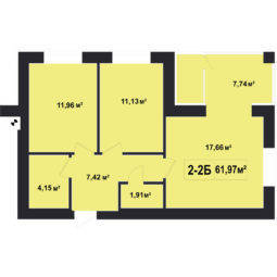 2-комнатная 61.97 м² в ЖК Покровский от 19 500 грн/м², пгт Гостомель