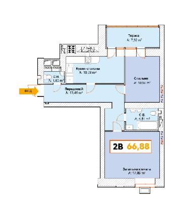 2-кімнатна 66.88 м² в ЖК Continent від 23 900 грн/м², м. Буча
