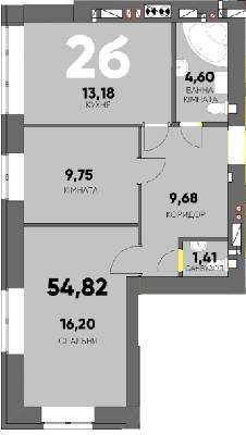 2-комнатная 54.82 м² в ЖК Continent Ray от 23 900 грн/м², г. Буча