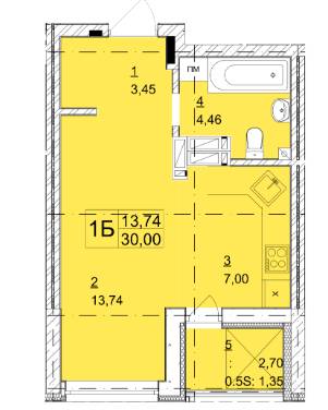 1-комнатная 30 м² в ЖК Гранд Бурже от 24 255 грн/м², г. Буча