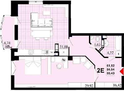 2-комнатная 88.43 м² в ЖК Златоуст от 39 000 грн/м², Киев