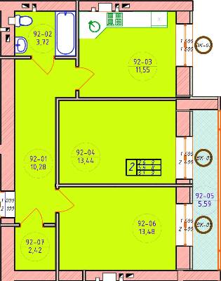 2-комнатная 61.9 м² в ЖК Ваш Добробут от 11 000 грн/м², г. Ирпень