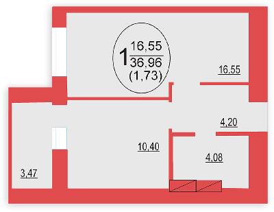 1-комнатная 36.96 м² в ЖК София Киевская от 13 300 грн/м², с. Софиевская Борщаговка