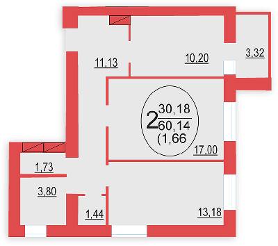 2-комнатная 60.14 м² в ЖК София Киевская от 13 000 грн/м², с. Софиевская Борщаговка