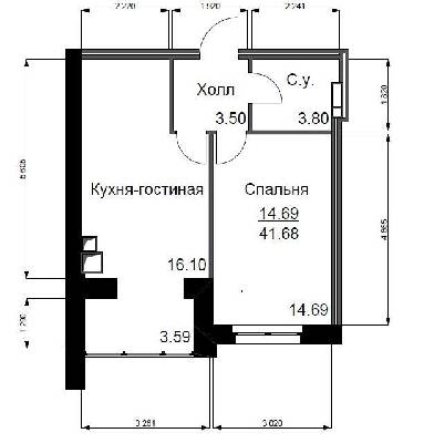 1-комнатная 41.68 м² в ЖК Софиевский квартал от 20 600 грн/м², с. Софиевская Борщаговка