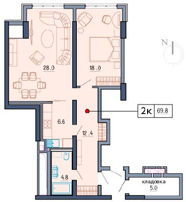 2-кімнатна 69.8 м² в ЖК Покровський посад від забудовника, Київ