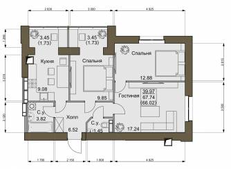 3-кімнатна 67.74 м² в ЖК Софіївський квартал від 15 000 грн/м², с. Софіївська Борщагівка