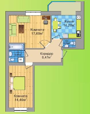 2-комнатная 60.52 м² в ЖК Дубровка ЭкоГрад от застройщика, пгт Ворзель