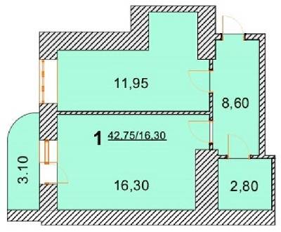 1-кімнатна 42.75 м² в ЖК Лелека від 16 000 грн/м², м. Бориспіль