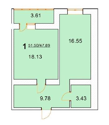1-кімнатна 51.5 м² в ЖК на вул. Нова, 31А, 31Б від 22 000 грн/м², м. Бориспіль