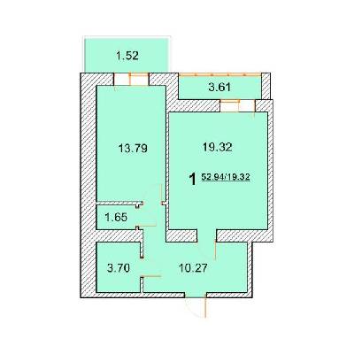 1-кімнатна 52.94 м² в ЖК на вул. Нова, 31А, 31Б від 22 000 грн/м², м. Бориспіль
