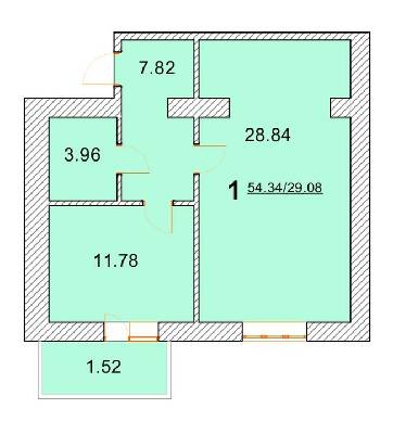 1-кімнатна 54.34 м² в ЖК на вул. Нова, 31А, 31Б від 22 000 грн/м², м. Бориспіль