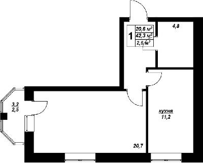 1-комнатная 42.3 м² в ЖК Волошковый от 17 950 грн/м², с. Софиевская Борщаговка