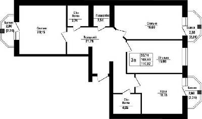 3-комнатная 110.32 м² в ЖК Волошковый от 21 650 грн/м², с. Софиевская Борщаговка