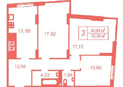 3-комнатная 78.08 м² в ЖК Crystal Avenue от 19 000 грн/м², с. Петропавловская Борщаговка