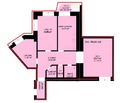 3-комнатная 96.61 м² в ЖК Набережный от 25 000 грн/м², г. Белая Церковь