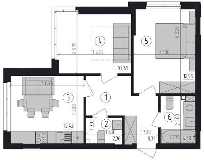 2-комнатная 51.04 м² в ЖК Район-2 от застройщика, Киев