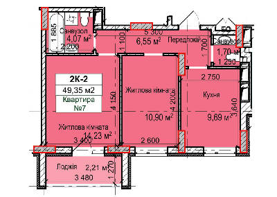 2-кімнатна 49.35 м² в ЖК Вишгород Сіті Парк від 16 000 грн/м², м. Вишгород