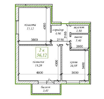 2-комнатная 56.12 м² в ЖК Идея от 15 000 грн/м², с. Гнедин