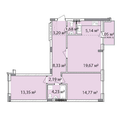 3-комнатная 73.61 м² в ЖК Лавандовый от 15 700 грн/м², г. Бровары