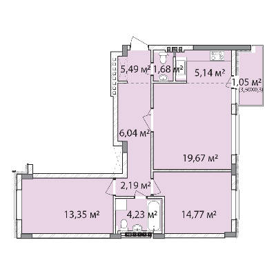 3-кімнатна 73.61 м² в ЖК Лавандовий від 15 700 грн/м², м. Бровари