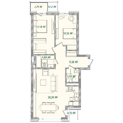 2-комнатная 93.68 м² в ЖК Illinsky House от 99 383 грн/м², Киев