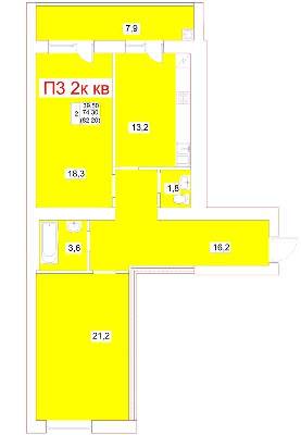 2-комнатная 82.2 м² в ЖК Мрія от 19 500 грн/м², г. Белая Церковь